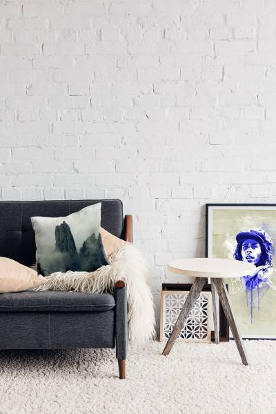 Paul Sinus Art Landschaft, grau, Nebel, Berge, China Deko Kissen 40x40cm für Couch Sofa Lounge Zierkissen Blitzangebot