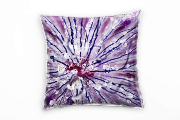 Paul Sinus Art Macro, Blumen, lila, Wassertropfen, Blume Deko Kissen 40x40cm für Couch Sofa Lounge Zierkissen