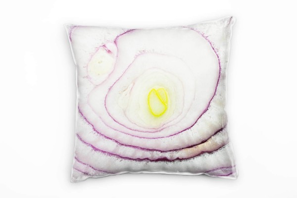 Paul Sinus Art Macro, Natur, lila, weiß, Zwiebelringe Deko Kissen 40x40cm für Couch Sofa Lounge Zierkissen