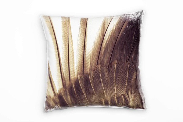 Paul Sinus Art Macro, Tiere, braun, Vogelfedern Deko Kissen 40x40cm für Couch Sofa Lounge Zierkissen