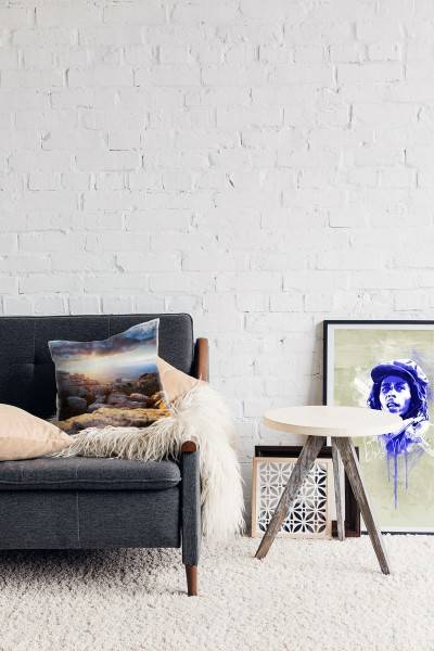 Paul Sinus Art Natur, grau, orange, blau, Felsen, Spanien Deko Kissen 40x40cm für Couch Sofa Lounge Zierkissen Tägliche Deals