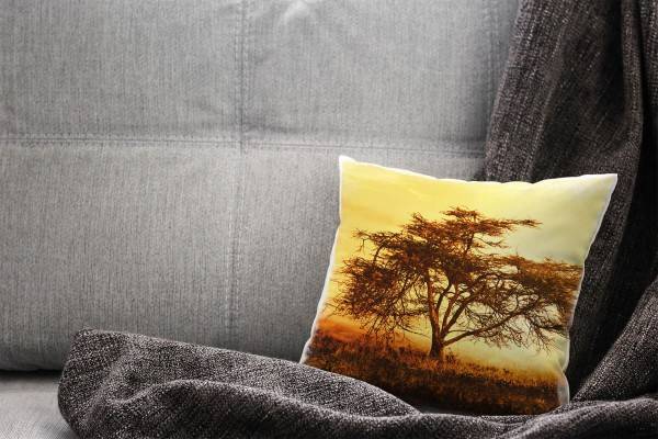 Paul Sinus Art Landschaft, orange, Sonnenuntergang, Afrika Deko Kissen 40x40cm für Couch Sofa Lounge Zierkissen Riesige Ersparnisse