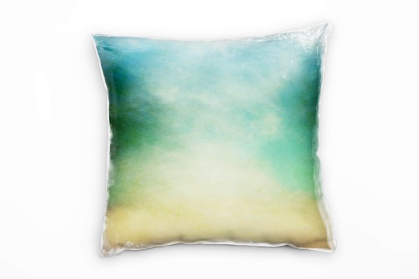 Paul Sinus Art Retro und Vintage, türkis, beige, Wolken und Nebel Deko Kissen 40x40cm für Couch Sofa Lounge Zierkis