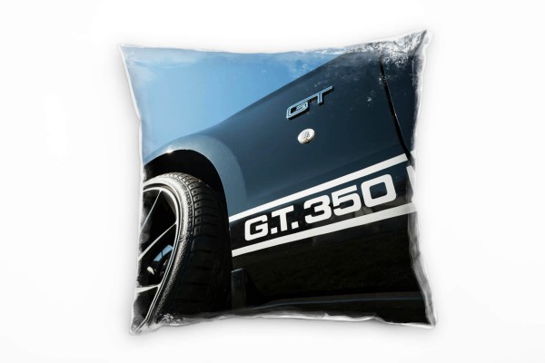 Paul Sinus Art Macro, schwarz, blau, Sportauto, Rad, GT 350 Deko Kissen 40x40cm für Couch Sofa Lounge Zierkissen