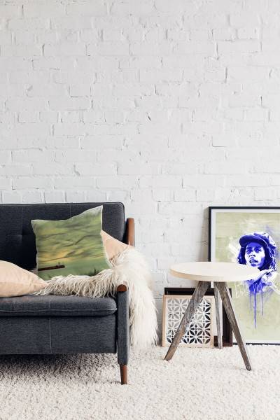 Paul Sinus Art Meer, grün, Leuchtturm in einer Bucht Deko Kissen 40x40cm für Couch Sofa Lounge Zierkissen Wochenangebot