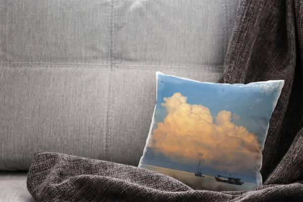 Paul Sinus Art Meer, blau, orange, Wolken, Boote, Thailand Deko Kissen 40x40cm für Couch Sofa Lounge Zierkissen Kostenlose Rückgabe