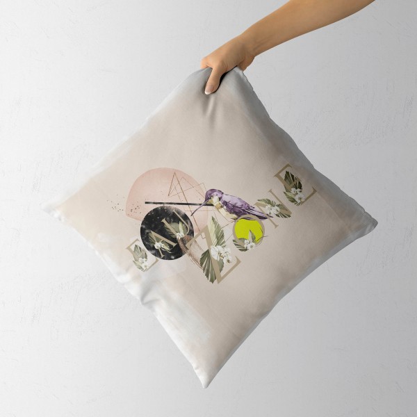 Paul Sinus Art Dekokissen Kissen Eauzone Aquarell Motiv Kolibri Pastelltöne Dekorativ Kunstvoll Schön Neueste Stile