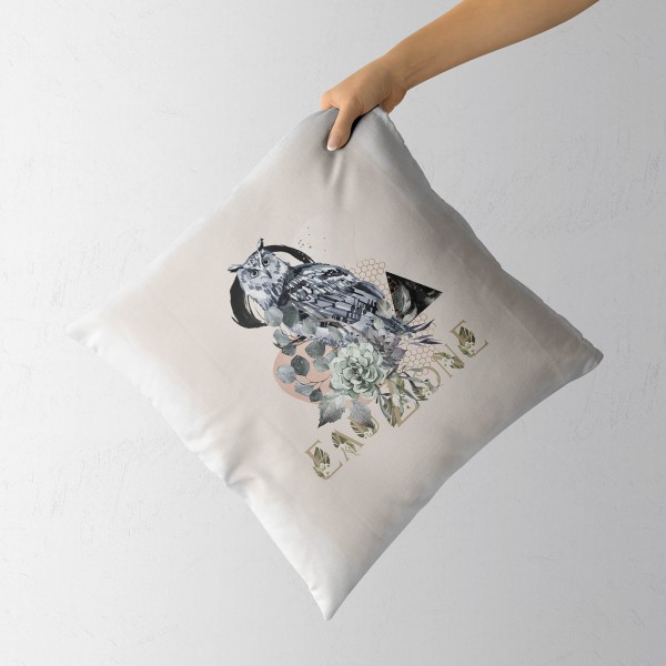 Paul Sinus Art Dekokissen Kissen Eauzone Aquarell Motiv Eule Pastelltöne Dekorativ Kunstvoll Schön Zeitbegrenzte Promotion