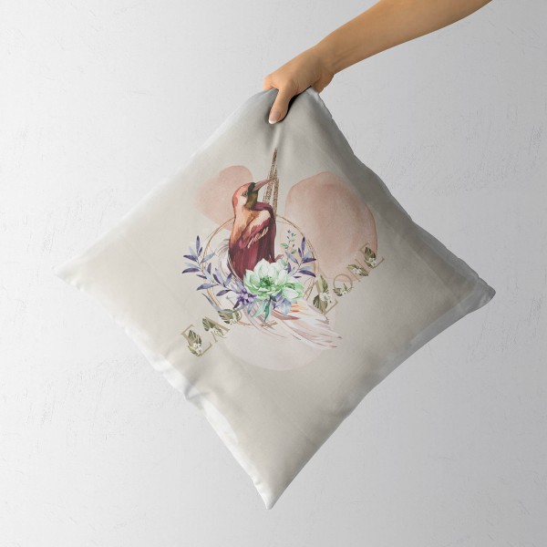 Paul Sinus Art Dekokissen Kissen Eauzone Aquarell Motiv Vogel Blumen Pastelltöne Dekorativ Kunstvoll Schön Nur für heute