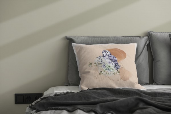 Paul Sinus Art Dekokissen Kissen Eauzone Aquarell Motiv Eule Pastelltöne Dekorativ Kunstvoll Schön Sonderangebot der Fabrik