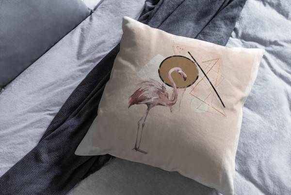 Paul Sinus Art Dekokissen Kissen Eauzone Aquarell Motiv Flamingo Pastelltöne Dekorativ Kunstvoll Schön Vierteljährliche Förderung