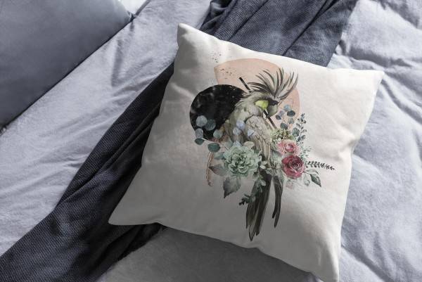 Paul Sinus Art Dekokissen Kissen Eauzone Aquarell Motiv Kakadus Pastelltöne Dekorativ Kunstvoll Schön Bis zu 55% Rabatt