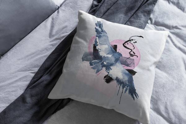 Paul Sinus Art Dekokissen Kissen Eauzone Aquarell Motiv Taube Pastelltöne Dekorativ Kunstvoll Schön Nur noch ein Tag übrig