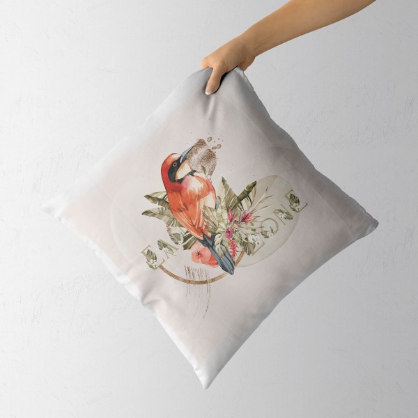 Paul Sinus Art Dekokissen Kissen Eauzone Aquarell Motiv Sperling Blumen Pastelltöne Dekorativ Kunstvoll Schön Riesige Rabatte