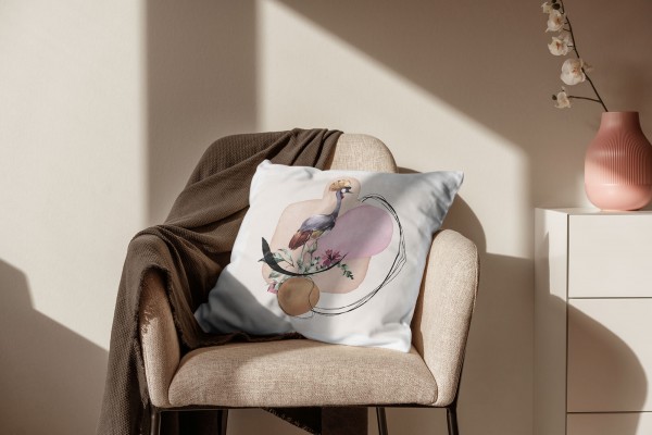 Paul Sinus Art Dekokissen Kissen Eauzone Aquarell Motiv Kranich Pastelltöne Dekorativ Kunstvoll Schön Black Friday Preise