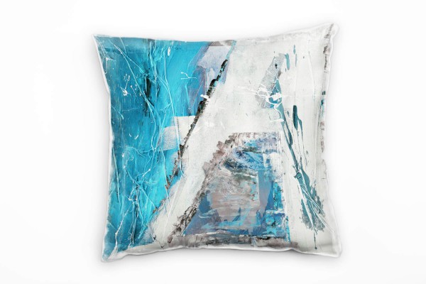 Paul Sinus Art Couch Sofa Lounge Zierkissen in 40x40cm Mitteltürkis Geisterweiß Lichtblau