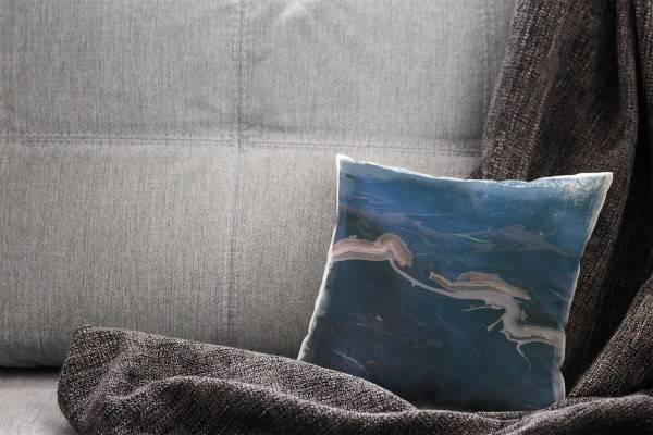 Paul Sinus Art Natur, Macro, braun, blau, verschmutztes Wasser Deko Kissen 40x40cm für Couch Sofa Lounge Zierkissen Günstiger Verkauf