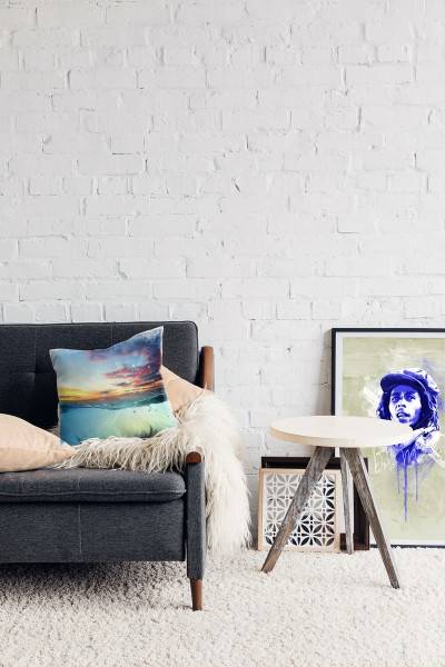 Paul Sinus Art Meer, blau, gelb, Unterwasser, Sonnenuntergang Deko Kissen 40x40cm für Couch Sofa Lounge Zierkissen Blitzverkäufe