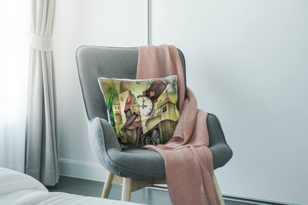 Paul Sinus Art Abstrakt, Vintage, braun, grün, Astronom, gemalt Deko Kissen 40x40cm für Couch Sofa Lounge Zierkisse Günstig kaufen