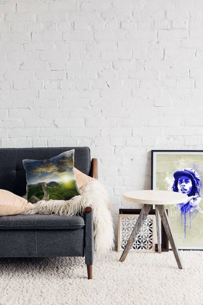 Paul Sinus Art Urban, grün, braun, blau, gelb, chinesische Mauer Deko Kissen 40x40cm für Couch Sofa Lounge Zierkiss Versandkostenfrei