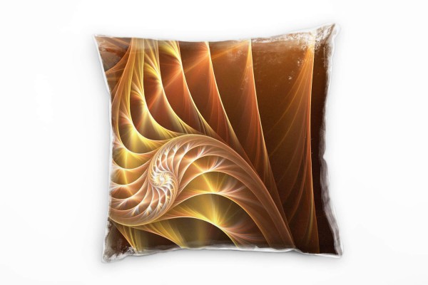 Paul Sinus Art Abstrakt, gelb, gold, braun, Spirale, geschwungene Linien Deko Kissen 40x40cm für Couch Sofa Lounge