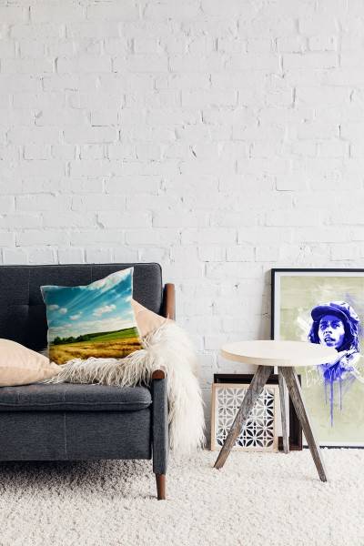Paul Sinus Art Landschaft, Sommer, blau, braun, grün, Weizenfeld Deko Kissen 40x40cm für Couch Sofa Lounge Zierkiss Begrenztes Angebot