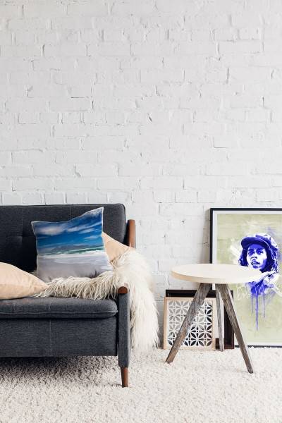 Paul Sinus Art Strand und Meer, beige, türkis, Wellen, Kapstadt Deko Kissen 40x40cm für Couch Sofa Lounge Zierkisse Preisnachlass