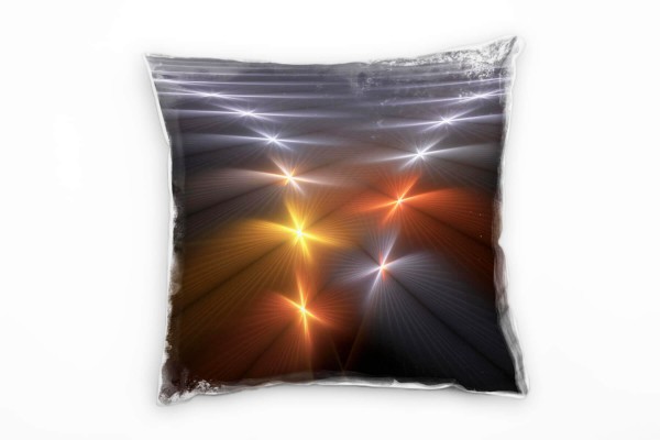 Paul Sinus Art Abstrakt, grau, orange, Fischgrätenmuster, Pailletten Deko Kissen 40x40cm für Couch Sofa Lounge Zier