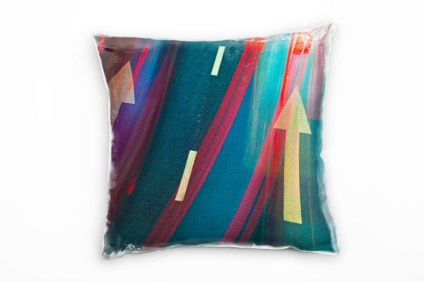 Paul Sinus Art Urban, Abstrakt, blau, rot, Straße, Lichtlinien Deko Kissen 40x40cm für Couch Sofa Lounge Zierkissen