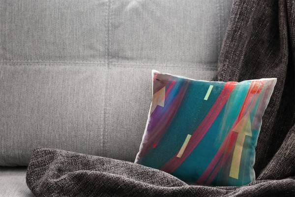 Paul Sinus Art Urban, Abstrakt, blau, rot, Straße, Lichtlinien Deko Kissen 40x40cm für Couch Sofa Lounge Zierkissen Valentinstagsangebot
