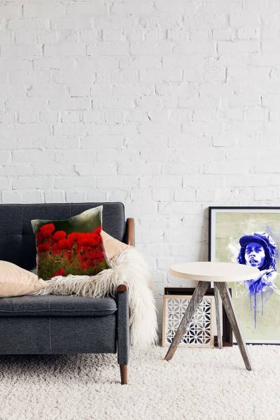 Paul Sinus Art Blumen, rot, grün, Klatschmohn Deko Kissen 40x40cm für Couch Sofa Lounge Zierkissen Heißer Verkauf