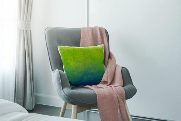Paul Sinus Art Abstrakt, grün, blau, getupft, gemalt Deko Kissen 40x40cm für Couch Sofa Lounge Zierkissen Neuheiten