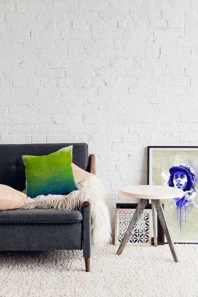 Paul Sinus Art Abstrakt, grün, blau, getupft, gemalt Deko Kissen 40x40cm für Couch Sofa Lounge Zierkissen Neuheiten
