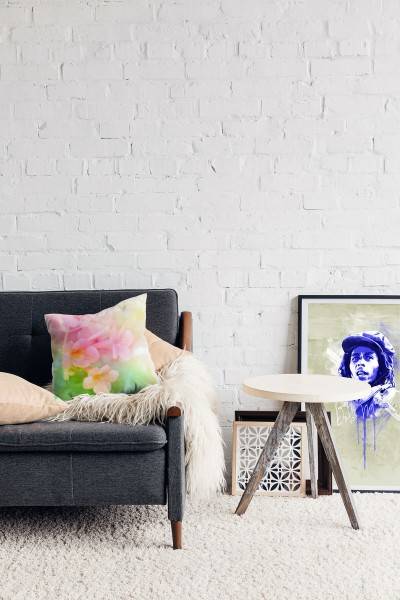 Paul Sinus Art Blumen, rosa, gelb, grün, Pastellfarben, Unscharf Deko Kissen 40x40cm für Couch Sofa Lounge Zierkiss Räumungsverkauf