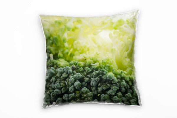 Paul Sinus Art Macro, grün, Brokkoli Deko Kissen 40x40cm für Couch Sofa Lounge Zierkissen