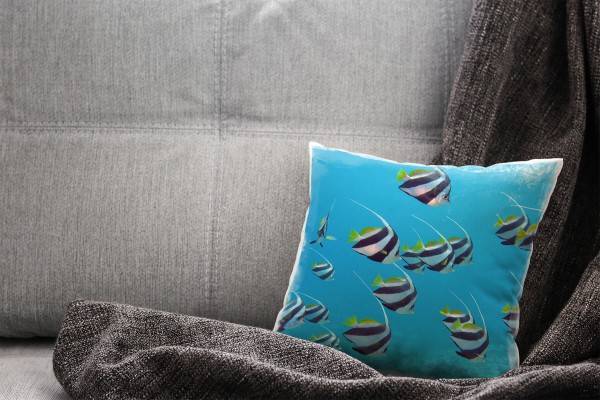 Paul Sinus Art Tiere, Meer, blau, gelb, weiß, schwarz, Fische Deko Kissen 40x40cm für Couch Sofa Lounge Zierkissen Sonderangebote