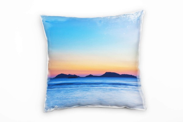 Paul Sinus Art Meer, blau, orange, Felsen im Meer, Sonnenuntergang Deko Kissen 40x40cm für Couch Sofa Lounge Zierki Riesige Ersparnisse
