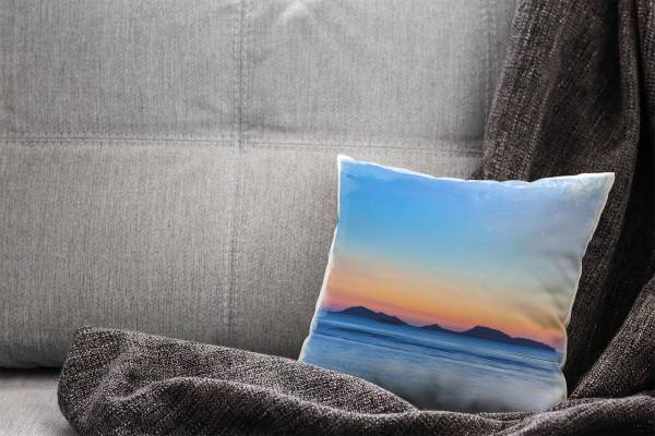 Paul Sinus Art Meer, blau, orange, Felsen im Meer, Sonnenuntergang Deko Kissen 40x40cm für Couch Sofa Lounge Zierki Riesige Ersparnisse