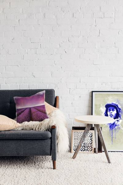 Paul Sinus Art Blumen, Landschaft, lila, rosa, Sommer, Lavendelfeld Deko Kissen 40x40cm für Couch Sofa Lounge Zierk Tiefpreis