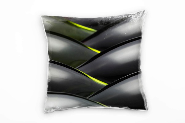 Paul Sinus Art Macro, schwarz, grün, Fischgrätenmuster Deko Kissen 40x40cm für Couch Sofa Lounge Zierkissen