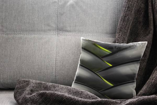 Paul Sinus Art Macro, schwarz, grün, Fischgrätenmuster Deko Kissen 40x40cm für Couch Sofa Lounge Zierkissen Super Sparpreis