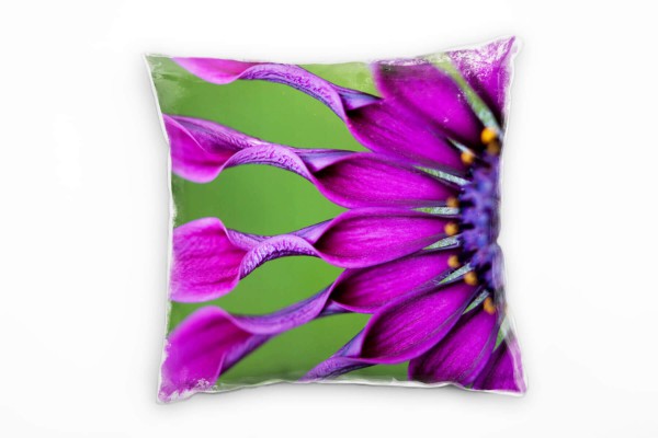 Paul Sinus Art Macro, Blumen, lila, grün, Blütenblätter Deko Kissen 40x40cm für Couch Sofa Lounge Zierkissen