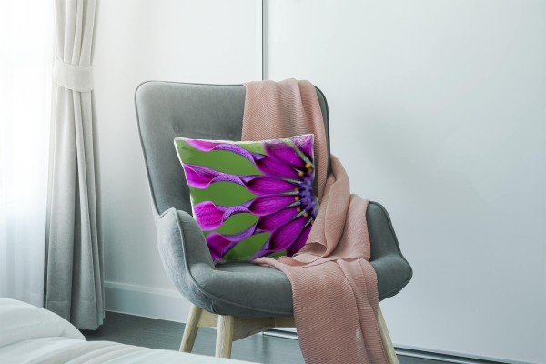 Paul Sinus Art Macro, Blumen, lila, grün, Blütenblätter Deko Kissen 40x40cm für Couch Sofa Lounge Zierkissen Kostenlose Rückgabe