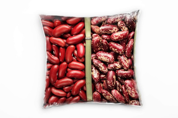 Paul Sinus Art Macro, rot, braun, schwarz, Bohnen Deko Kissen 40x40cm für Couch Sofa Lounge Zierkissen