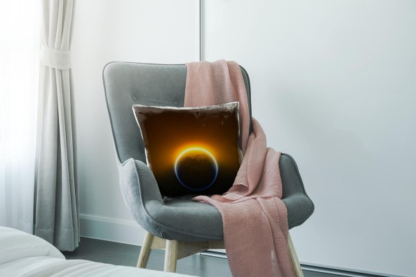 Paul Sinus Art Abstrakt, orange, schwarz, blau, Erde, Universum Deko Kissen 40x40cm für Couch Sofa Lounge Zierkisse Letzte 3 Tage