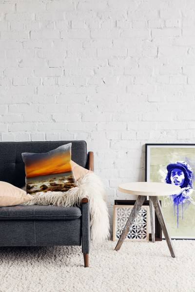Paul Sinus Art Strand und Meer, orange, braun, Sonnenuntergang Deko Kissen 40x40cm für Couch Sofa Lounge Zierkissen JETZT KAUFEN