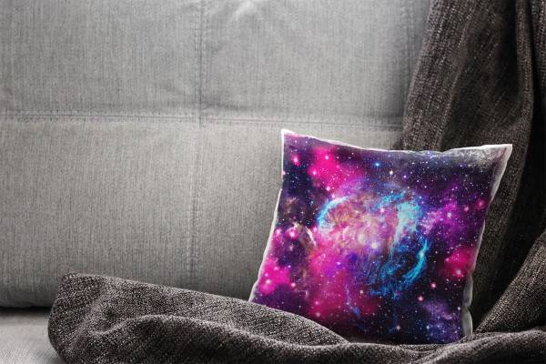 Paul Sinus Art Abstrakt, pink, blau, schwarz, Universum Deko Kissen 40x40cm für Couch Sofa Lounge Zierkissen Bis zu 50% Rabatt