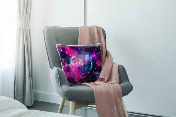 Paul Sinus Art Abstrakt, pink, blau, schwarz, Universum Deko Kissen 40x40cm für Couch Sofa Lounge Zierkissen Bis zu 50% Rabatt