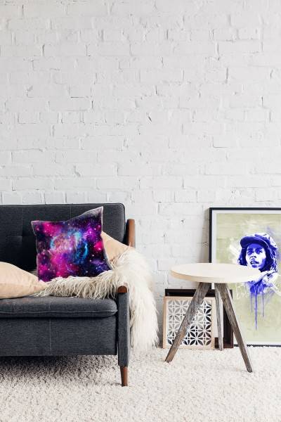 Paul Sinus Art Abstrakt, pink, blau, schwarz, Universum Deko Kissen 40x40cm für Couch Sofa Lounge Zierkissen Bis zu 50% Rabatt