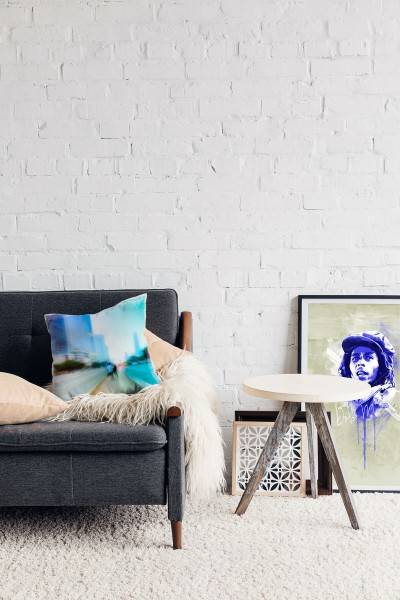 Paul Sinus Art Urban, blau, rosa, abstrakt, Unscharf, Menschen Deko Kissen 40x40cm für Couch Sofa Lounge Zierkissen Bis zu 60% Rabatt